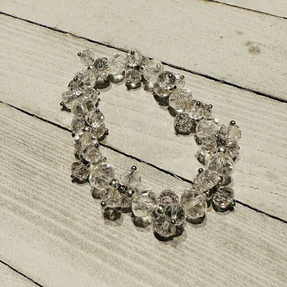 Faceted Clear AB Crystal Stretch Bracelet - Picture 1 of 5